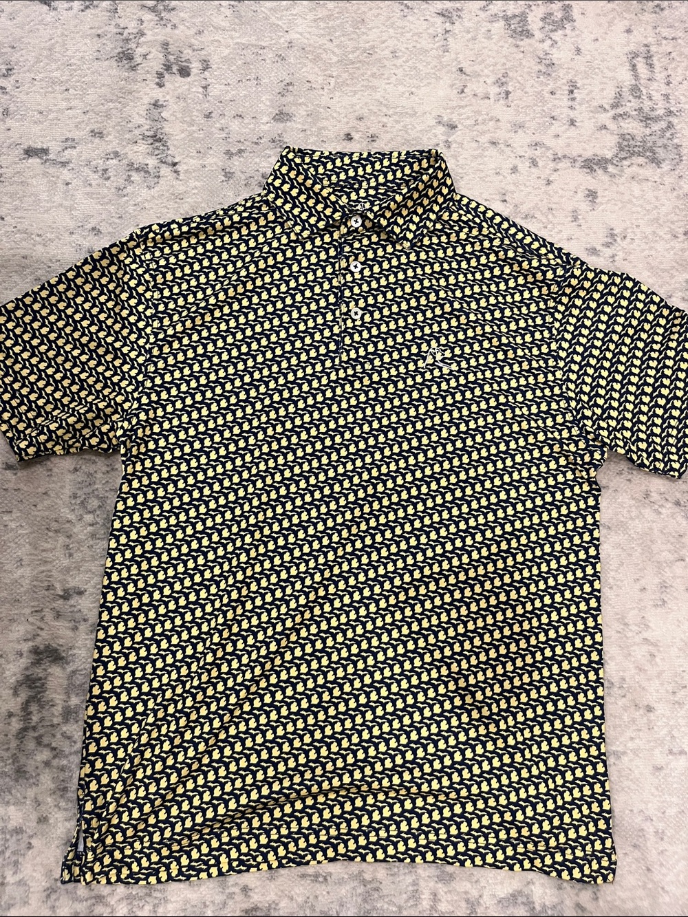 Rhoback Men’s Patterned Polo in Yellow & Black
